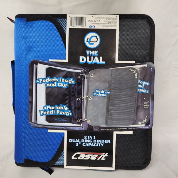 NEW Case It The Dual 2 in 1 Dual 1.5 D-Ring Binder 3" Capacity Trapper Keeper - Picture 1 of 10